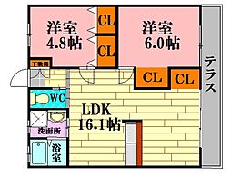 コンフォールエムズ 2LDKの間取図画像