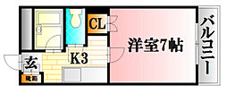 第2大内ビル 1Kの間取図画像