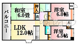 S.S八木ハイツ 3LDKの間取図画像