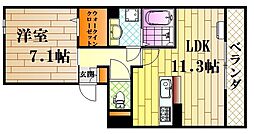カルチェ 1LDKの間取図画像