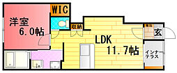 グランデクレシア 1LDKの間取図画像