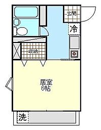 エルムハイツ追浜 1Kの間取図画像