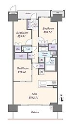シャリエ長泉サウスプレイス 3LDKの間取図画像