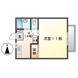ハイツフローラ 1Kの間取図画像