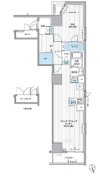 栖-すみか-浅草蔵前 605｜東京都台東区駒形１丁目(賃貸マンション1LDK・6階・57.48㎡)の写真 その2