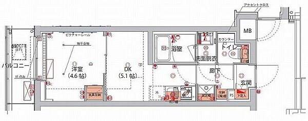 ハーモニーレジデンス神楽坂ヒルズthird 102｜東京都新宿区山吹町(賃貸マンション1DK・1階・25.80㎡)の写真 その2