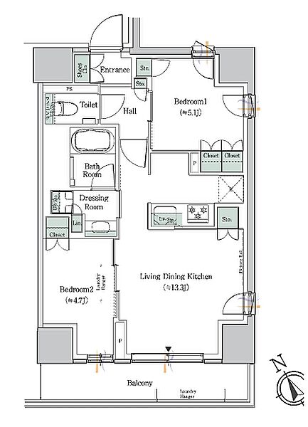 ＯＮＥ　ＲＯＯＦ　ＲＥＳＩＤＥＮＣＥ　ＮＩＳＨＩＮＩＰＰＯＲ 409｜東京都荒川区西日暮里５丁目(賃貸マンション2LDK・4階・53.13㎡)の写真 その2