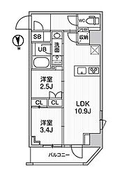 ニド新御徒町 3階2LDKの間取り