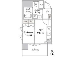 ミリアレジデンス両国 4階1DKの間取り