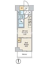 クレアティフ本所吾妻橋 1DKの間取図画像