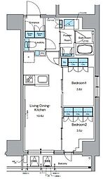 ルフォンプログレ上野御徒町 2LDKの間取図画像