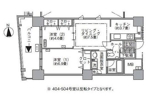 アクティ汐留 504｜東京都港区海岸１丁目(賃貸マンション2LDK・5階・57.55㎡)の写真 その2