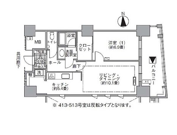 アクティ汐留 413｜東京都港区海岸１丁目(賃貸マンション1LDK・4階・58.51㎡)の写真 その2