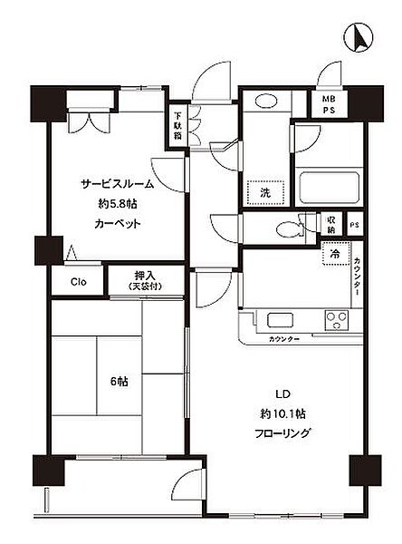 ライオンズマンション麻布十番南 405｜東京都港区麻布十番３丁目(賃貸マンション1SLDK・4階・56.59㎡)の写真 その2