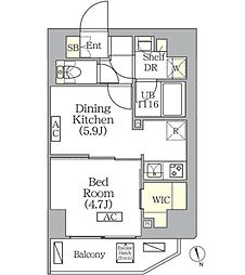 ブリックレジデンス南青山（BRICK RESIDENCE南青 2階1DKの間取り