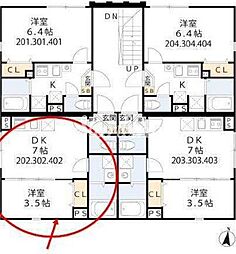 グラシア・ベイ大森 2階1DKの間取り