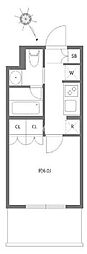 ASYLCOURT東大井 1Kの間取図画像