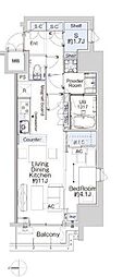 ベルファース蒲田West 1LDKの間取図画像