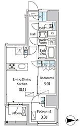 ザ・ライオンズフォーシア蒲田 2LDKの間取図画像