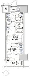 ベルファース蒲田West 1DKの間取図画像