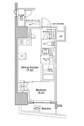 ザ・パークハビオ大森町 1DKの間取図画像