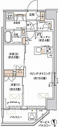 プライムネクサス大森北 2LDKの間取図画像