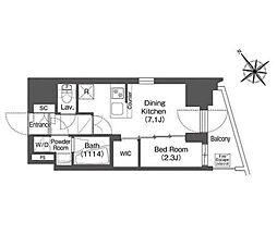 COMFORIA東大井2 1DKの間取図画像