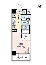 プレール・ドゥーク品川南大井 1Kの間取図画像