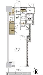 RJRプレシア大森北 ワンルームの間取図画像