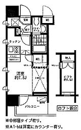 レジディア大森東 ワンルームの間取図画像