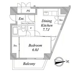 アンサンブル大井 1DKの間取図画像