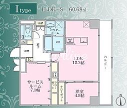 プルメリア 1SLDKの間取図画像