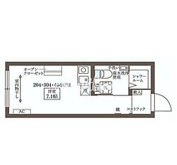 COCOCUBE大井町II ワンルームの間取図画像