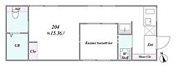 トリアス574(trias574) 1DKの間取図画像