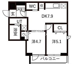 SKYCOURTPALACE蒲田2 2DKの間取図画像