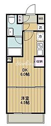 パークキューブ大森山王 1DKの間取図画像