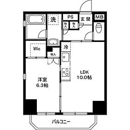 グランデュール7大田中央 1LDKの間取図画像