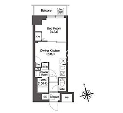 COMFORIALIV品川南大井 1DKの間取図画像