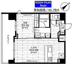 ステージグランデ蒲田アジールコート 1LDKの間取図画像