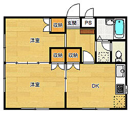インペリアル湘南 2DKの間取図画像