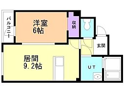 千歳市青葉2丁目アパート 1LDKの間取図画像