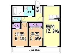 千歳市栄町1丁目マンション 2LDKの間取図画像