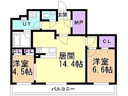 千歳市栄町1丁目マンション 2LDKの間取図画像