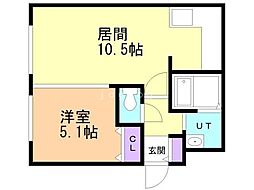 ブリエ・アサヒ 1LDKの間取図画像