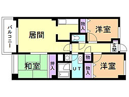 スカイヒルズ末広8 3LDKの間取図画像