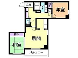 スカイヒルズ末広8 2LDKの間取図画像