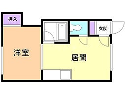 ジェーハイツ千歳住吉3 1DKの間取図画像