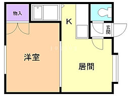 クルーズハウスチトセハナゾノB 1DKの間取図画像