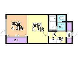 吉本ビル 1DKの間取図画像