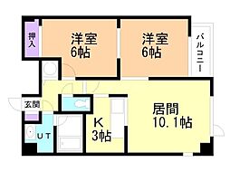 吉本ビル 2LDKの間取図画像